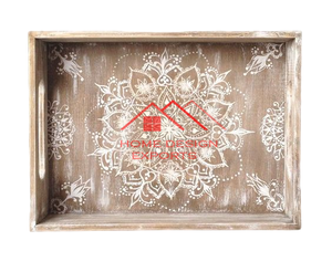 Dernière conception de gravure à la main et de peinture à la main Vente à chaud Plateau de service en bois classique de luxe pour aliments et boissons pour mariage - Product Image 6