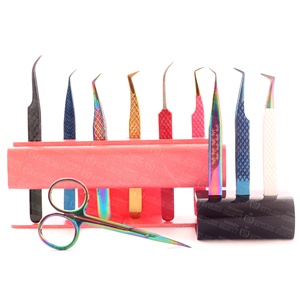 Boîte à outils professionnelle avec pince à épiler de précision ciseaux de coupe ultra tranchants et présentoir acrylique 3 pièces inclus - Product Image 4