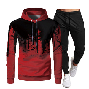 Chándal deportivo transpirable de algodón 100% para hombre, conjunto de ropa deportiva para correr de patrón sólido para correr de invierno personalizable - Product Image 6