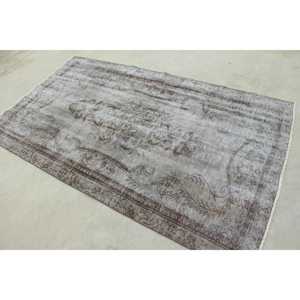 Tapis turc vintage 4,4x7,2 pi (134x218 cm), tapis en laine grise - Product Image 4