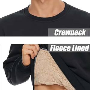 Casual cálido cuello redondo manga larga polar Sherpa forrado pulóver sudaderas Tops suéter de peso pesado algodón térmico sudadera - Product Image 5