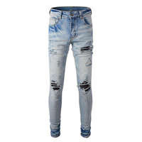 Jeans de Mezclilla para Hombre, Corte Recto, Lavado Medio, con Logotipo Personalizado, 100% Algodón, Secado Rápido