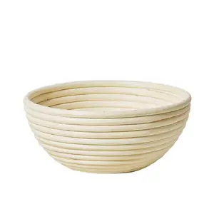 Diameter 24Cm Ronde Vorm Brood Bakmand Met Voering Natuurlijke Kleur Rotan Banneton Manden