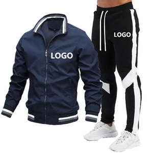 Vêtements sport logo personnalisé Survêtement fermeture éclair totale polaire polyester Survêtement jogging homme deux pièces Costumes de sport homme - Product Image 6
