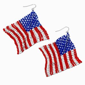 Boucles d'oreilles drapeau broderie perlée avec conception personnalisée boucles d'oreilles en perles de rocaille thème patriotique pour les femmes - Product Image 5