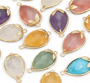 Lágrima Cuarzo blanco Piedra preciosa Hoja Conector Encantos-925 Plata Chapado en oro DIY Encantos Fabricación de joyas - Product Image 2