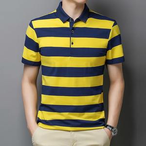 2025 personnalisé hommes affaires mode T-Shirt été respirant à manches courtes Polo séchage rapide tissu imprimé motif hommes polos - Product Image 6