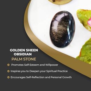หินปาล์มออบซิเดียนประกายทองอัญมณีขัดเงาธรรมชาติทำมือสำหรับบรรเทาความเครียด - Product Image 2
