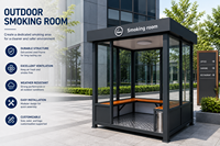 Cabine de fumage extérieure personnalisée avec structure en acier galvanisé, verre trempé et ventilation optionnelle pour les usines et les espaces publics