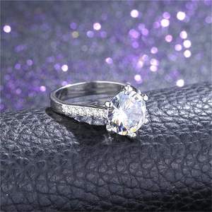 Custom Promise Rings Classic 14K oro blanco sólido 4CT VVS Moissanite diamante compromiso boda banda para mujeres - Product Image 3