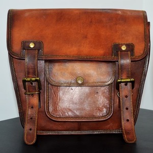 Juego de 2 alforjas deportivas de estilo personalizado con bolsa lateral de cuero marrón grande para motocicleta de viaje - Product Image 1