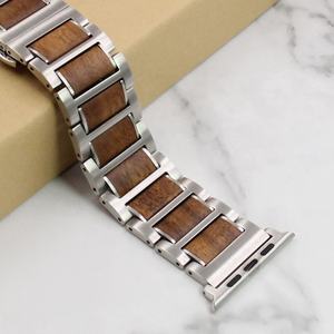 Correa de lujo de madera de Koa y acero inoxidable para <span class=keywords><strong>Apple</strong></span> <span class=keywords><strong>Watch</strong></span> IWatch Series Ultra2 1-10 38/40/41/42/44/45/46/49mm - Product Image 2