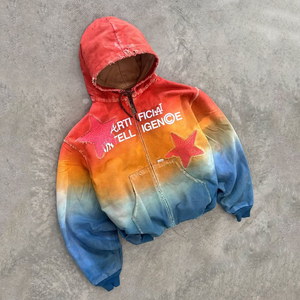 เสื้อผู้ชายผ้าฝ้าย 100% ทรงปกติ สไตล์วินเทจ ล้างสีแบบดิสเทรส ลายสกรีน ประดับคริสตัล ผลิตตามมาตรฐาน OEM สำหรับฤดูหนาว รักษาสิ่งแวดล้อม - Product Image 4