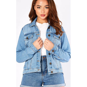 Veste en jean classique pour femmes en gros respirant tissé à manches longues longueur régulière toutes les couleurs - Product Image 1
