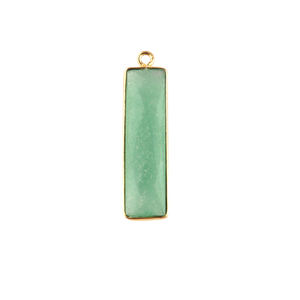 Bisel de Jade verde personalizado chapado en oro de 24K, Conector de joyería de latón con forma de barra, fabricación de colgantes DIY, componentes de accesorios de joyería - Product Image 1