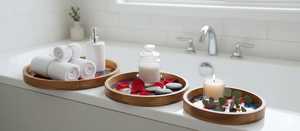 Plateau de service rond en bois de manguier peint à la main, écologique, avec motif Meena, design Brasscity - Product Image 4