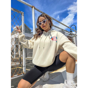 Sudadera con Capucha de Manga Larga para Mujer, de Alta Calidad, con Logotipo Personalizado, Estilo Urbano, Color Sólido, 100% Algodón, para Invierno - Product Image 3