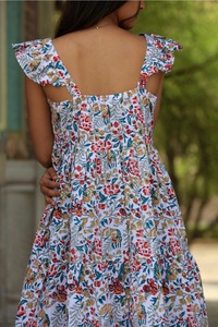 Robe d'été en coton indien fait à la main Élégant imprimé floral Long Léger Taille naturelle Écologique Cadeau parfait pour elle - Product Image 2