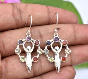 High Quality Girls <b>Stone</b> Earrings for Women Mulit <b>Colour</b> Gemstone Earrings 925 Solid Sterling Silver Dangle Silver Jewelry - Product Image 2