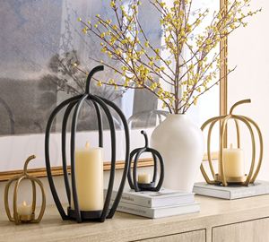 Premium maison personnalisée métal citrouille fer pilier bougeoir fabriqués à la main mariages noël décorations pour la maison bougie à bas prix - Product Image 2