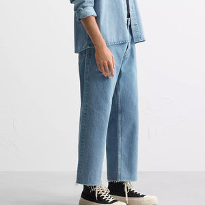 กางเกงลำลองขายาวสำหรับผู้ชายทรงตรงเข้ารูปปกติของ2025กางเกงยีนส์สีน้ำเงิน - Product Image 3