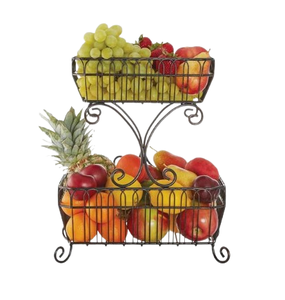 Panier à fruits en métal argenté Panier organisateur de fruits Bol à légumes et panier à fruits en métal poli brillant - Product Image 5