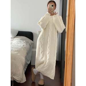 Vestido Maxi Holgado de Manga Larga para Mujer, Tejido Suave de Mezcla de Viscosa con Cintura Holgada - Product Image 5