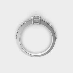 Bague de fiançailles romantique spéciale Journée de la Femme en or 18 carats avec diamant de laboratoire taille émeraude de 1,20 carat, élégante bague de mariage - Product Image 2