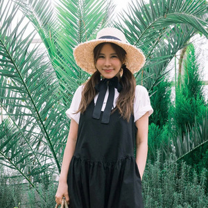 หมวกฟางปีกกว้างแฟชั่นสำหรับผู้หญิงพร้อมไทด์สำหรับธุรกิจและการเดินทางกลางแจ้งแฟชั่นชายหาดวัยรุ่น - Product Image 2