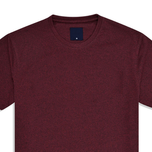 เสื้อยืดคอกลมสำหรับผู้ชายผ้าฝ้ายถักลายสีแดงเข้มปรับแต่งโลโก้ลำลองระบายอากาศได้ดีปรับแต่งได้ - Product Image 2