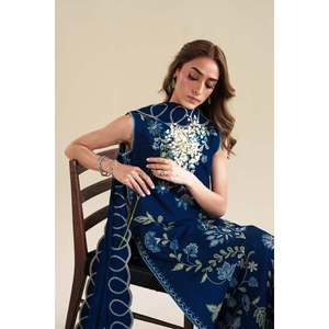 Ensemble ZAIB 3 pièces : chemise brodée, dupatta en mousseline et pantalon brodé - BIC-4917 pour le printemps/été - Product Image 2