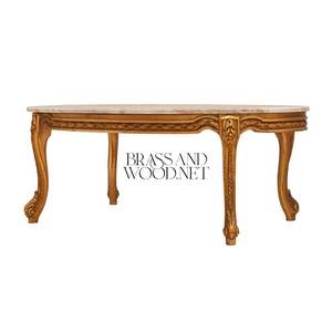Table basse ovale de luxe avec plateau en marbre haut de gamme et pieds cabriole dorés sculptés à la main pour salons classiques élégants - Product Image 3