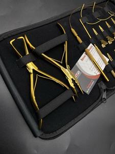 Kit d'outils d'extension de cheveux plaqué or avec logo personnalisé pince à coudre en acier inoxydable pinces et ciseaux pour cheveux humains - Product Image 6