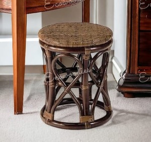 Top vente ronde bambou rotin Table de chevet écologique bambou rotin tabouret pour salon maison décorative os incrustation Console - Product Image 6