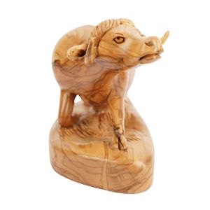 Sculpture d'âne en bois d'olivier sculptée à la main, 18 cm, figurine de taureau en bois faite à la main, animal de la Nativité, vente en gros de Bethléem - Product Image 1
