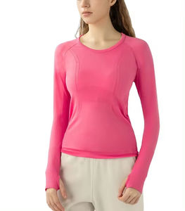 T-shirt à manches longues pour femme personnalisé, tissu en coton 100% respirant de qualité supérieure, logo personnalisé, t-shirt à manches longues pour femme de haute qualité - Product Image 3