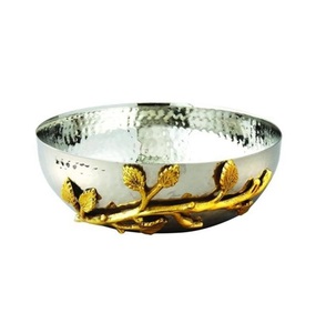 Bol rond décoratif en métal le plus luxueux avec bol de service à base de designer en or pour la décoration d'événements de fête. - Product Image 1