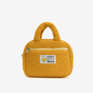 Lambswool Durable Zipper Closure Foldable Portable Lightweight Fashion Medium Capacity Cosmetic Daily Use Storage Handbag - Product Image 1
