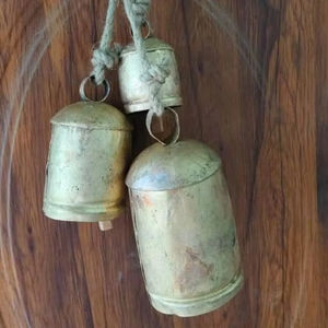 Rustic Golden Metal Bell Modern Indoor-Outdoor Home Decor Hanging Ornament with <b>Vintage</b> Finish Elegant <b>Christmas</b> Ornament - Product Image 1