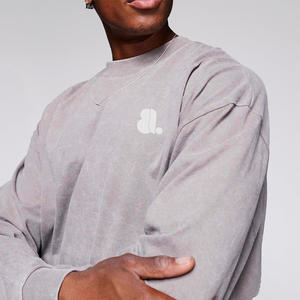 Camiseta de Manga Larga para Hombre con Lavado Ácido, Logotipo Personalizado, Camiseta Vintage con Lavado Ácido - Product Image 4