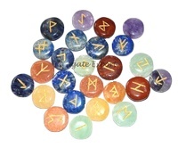 Multicolor 25pcs Per Bag Wholesale <b>Crystals</b> Healing Stones Natural Reiki <b>Crystal</b> Rune Stone <b>Set</b> - Product Image 1