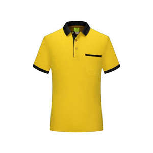 New Trend Summer Men's for Polo T-Shirt con cuello amarillo y bolsillo Calidad Premium 100% Lona de algodón Negro para Polo Shirt - Product Image 4