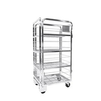 Chariot de transport robuste pour produits laitiers avec étagères amovibles et 4 roues, idéal pour usines laitières et supermarchés