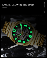 Montres mécaniques CHENXI 88542 pour hommes, cadran creux, grand cadran, montre de mode pour homme, acier inoxydable, étanche, sport, lumineuse