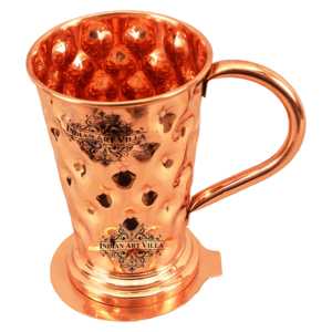 Taza Moscow Mule de Cobre Puro de 450 ml con Taza Grande de Diamantes y Posavasos para Fiestas - Product Image 1