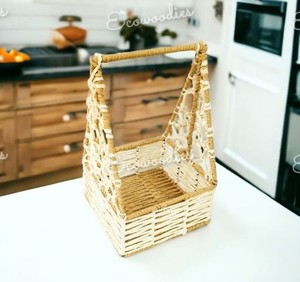 Cesta de Juta Triângulo <span class=keywords><strong>Cute</strong></span> Brown & White com <span class=keywords><strong>Metal</strong></span> Frame Cesta De Juta Cesta De Armazenamento Decorativa Cesta De Juta Acessórios De Cozinha - Product Image 6