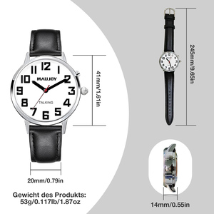 <span class=keywords><strong>Montre</strong></span>-bracelet pour hommes anglais, français, espagnol, allemand avec de grands <span class=keywords><strong>chiffres</strong></span> pour la reliure, les personnes âgées, les malvoyants ou les personnes âgées - Product Image 6