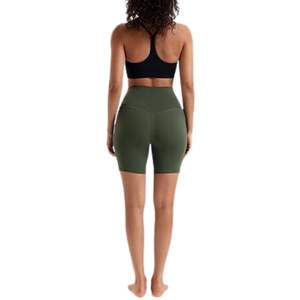 Mujeres Diseño de logotipo personalizado Cintura alta Yoga Short Seamless Scrunch Butt Lift Fitness Gym Workout Running Shorts - Product Image 4