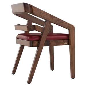 Fauteuil au design minimaliste en teck massif couleur marron, moderne, pour salle à manger, appartement ou villa - Product Image 4