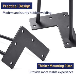 Pieds de table industriels de 28 pouces pour atelier, 2 barres, capacité de charge de 500 lb, pieds de table en métal noir, pièces de meubles DIY, 4 pièces EDPTBL011 - Product Image 5